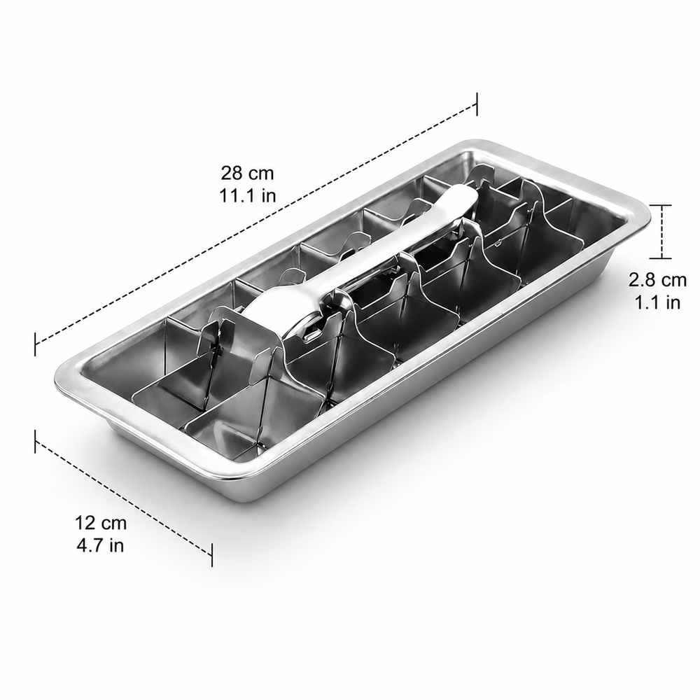 Fjord 001 stainless steel ice tray dimensions: 28 x 12 x 2.8 cm