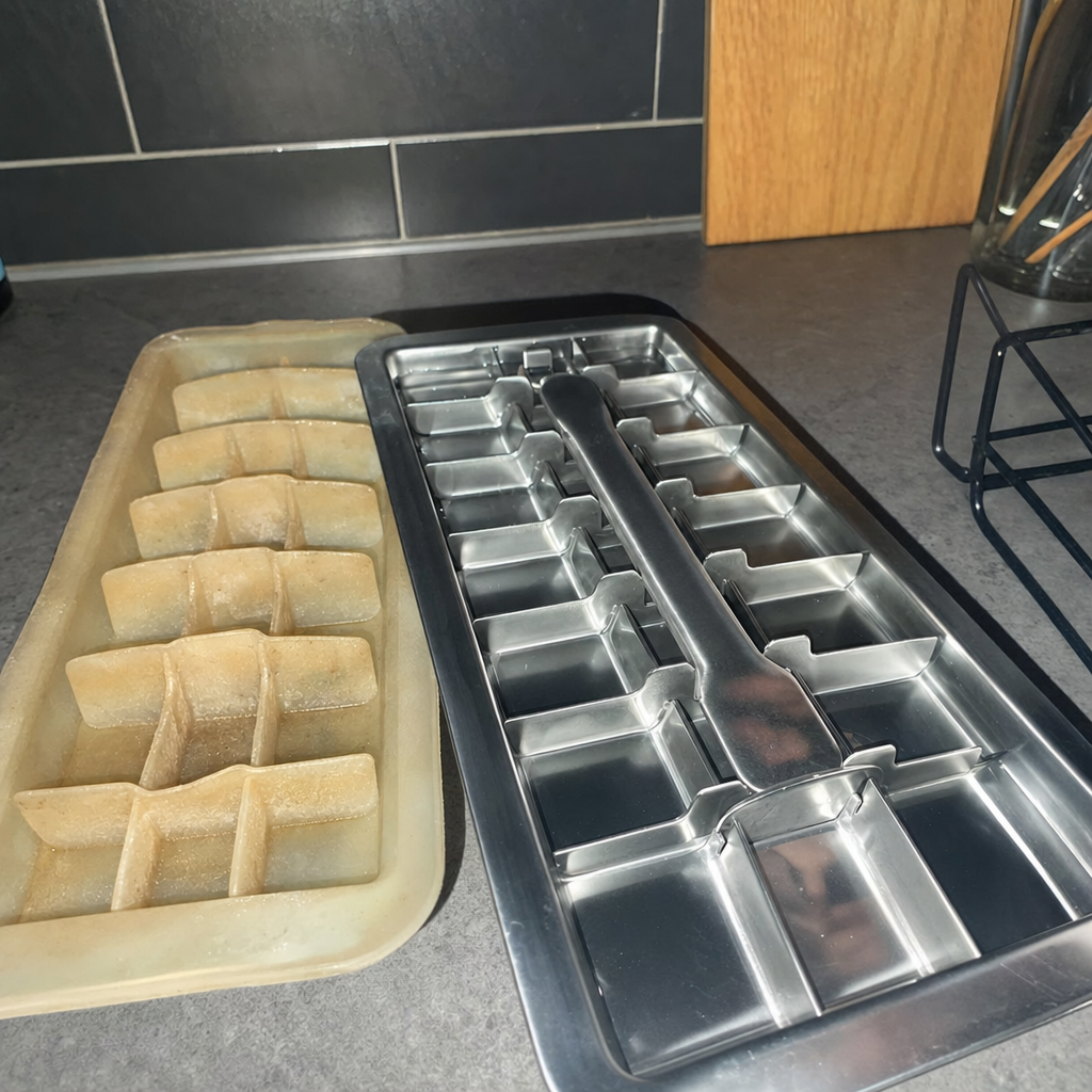 Fjord 001 stainless steel ice tray replacing silicone molds